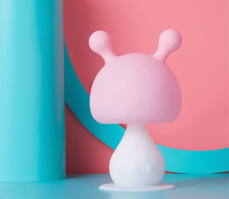 Mushroom Teether Rattle Toy - Liquid Silicone Design