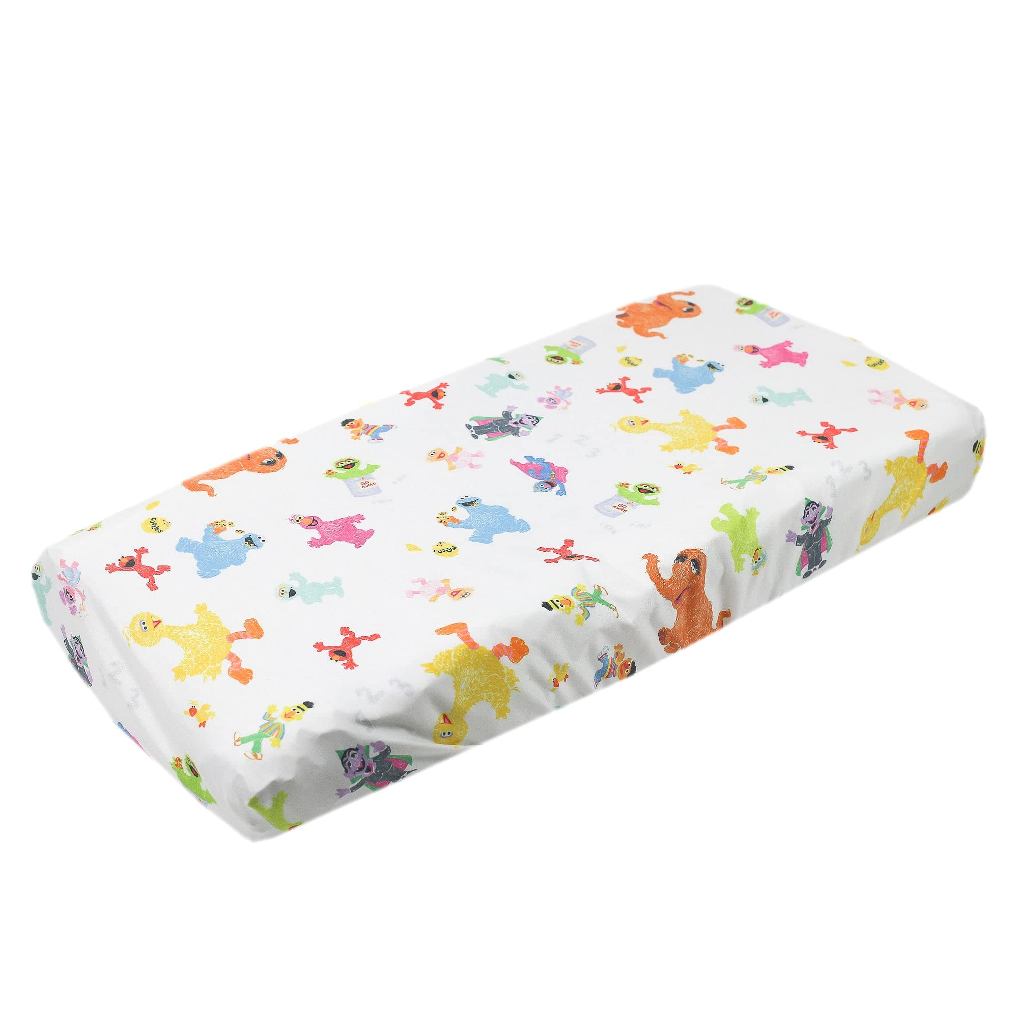 Premium Knit Universal Fit Baby Changing Pad Cover (Sesame Friends)