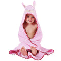 Cotton Animal Face Hooded Baby Bathrobe - Light Pink