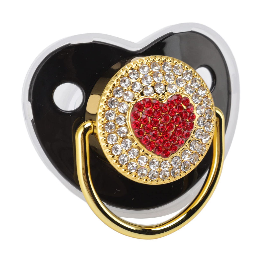 Luxurious Heart-Shaped Bling Crystal Baby Pacifier (Black)
