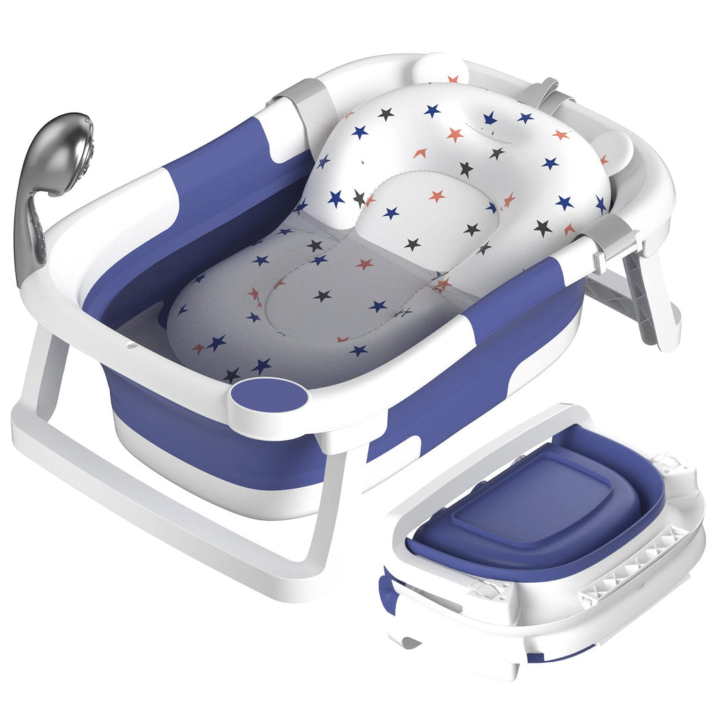 AVIDOR Collapsible Portable Baby Bathtub with Soft Cushion - Grey