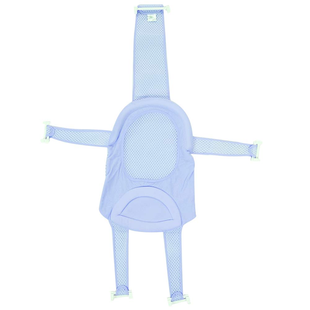 Adjustable Baby Bath Support Sling with Head Cushion - Light Blue