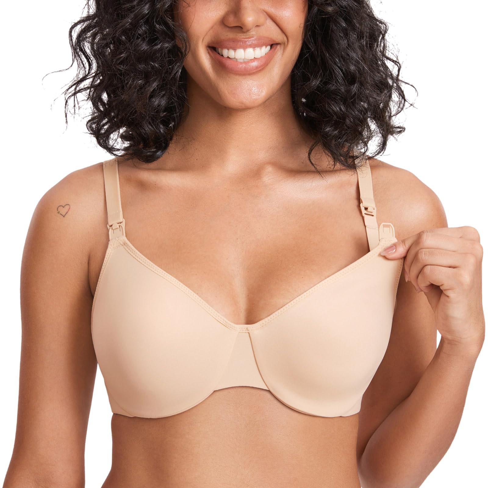Gratlin Underwire Minimizer Nursing Bra (Beige, 42E)