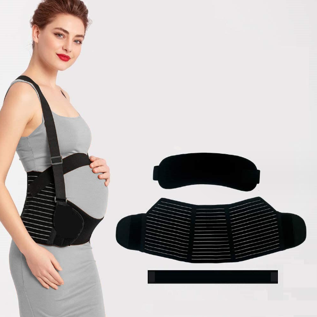 Black Polyester Prenatal Support Belly Belt for Pregnancy