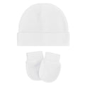 Zando Soft Cotton Newborn Baby Beanie Hat & Mitten Set (White, 0-3 Months)