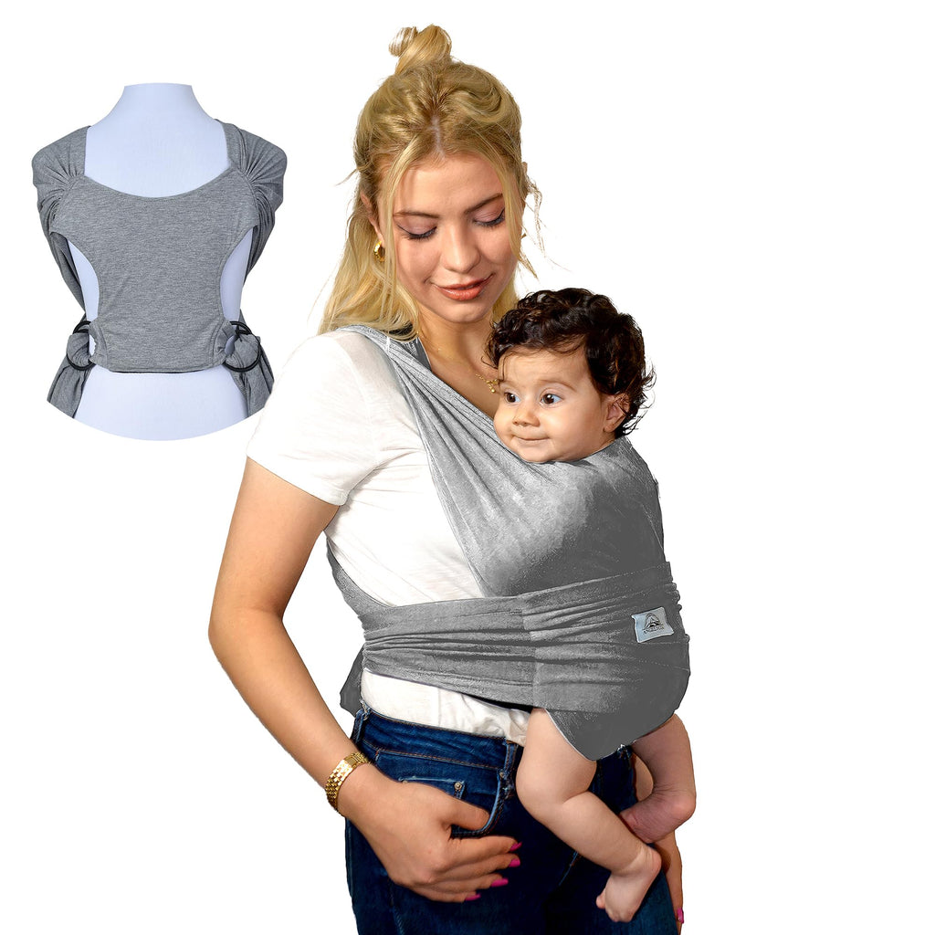 ANGELYCIA Stretchy Soft Ringed Baby Wrap Sling (Dark Grey)