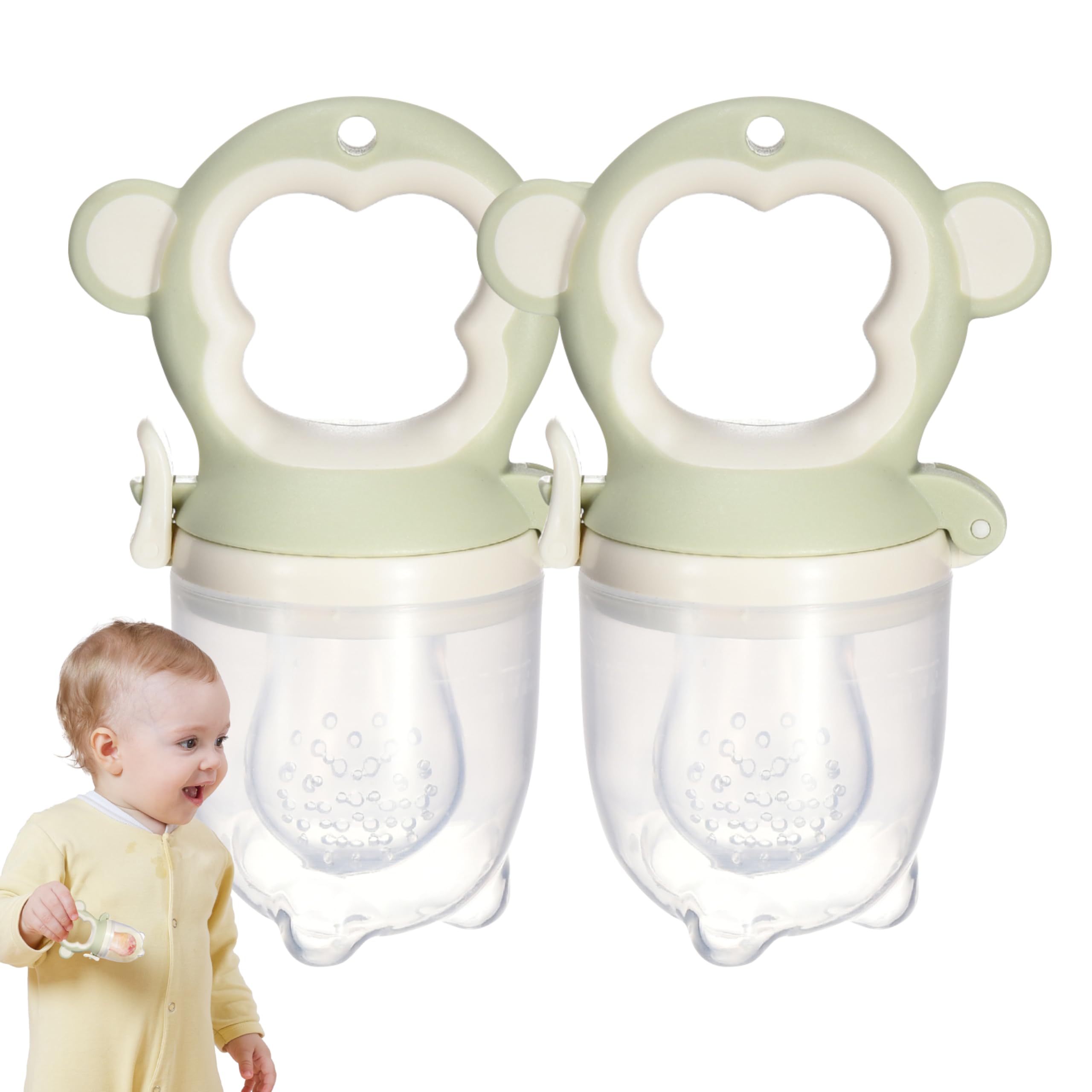 Childlike Behavior 2-Pack Silicone Teething & Fruit Feeder Toy (Green)