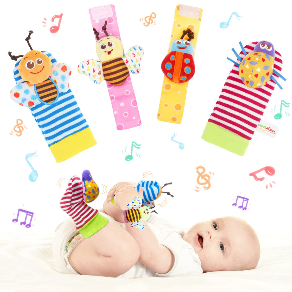 Soft Plush Animal Wrist Rattle and Foot Finder Sock Set