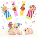 Soft Plush Animal Wrist Rattle and Foot Finder Sock Set