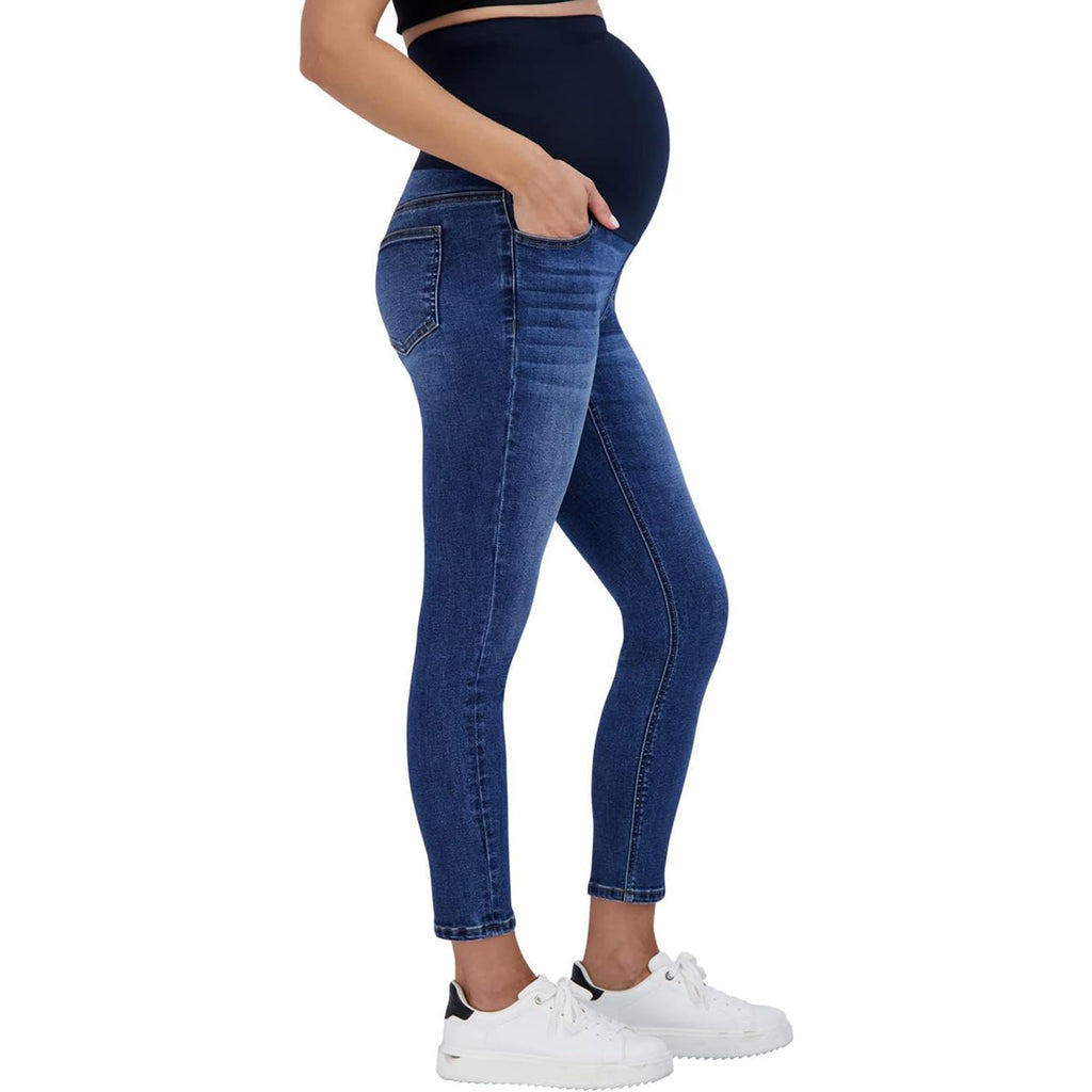 Savi Parker Over-The-Belly Maternity Jeans (Medium Wash, 27" Inseam)