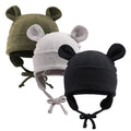 JANGANNSA 3-Pack Cotton Winter Baby Beanie Hats (Black, Gray, Army Green, 0-6M)