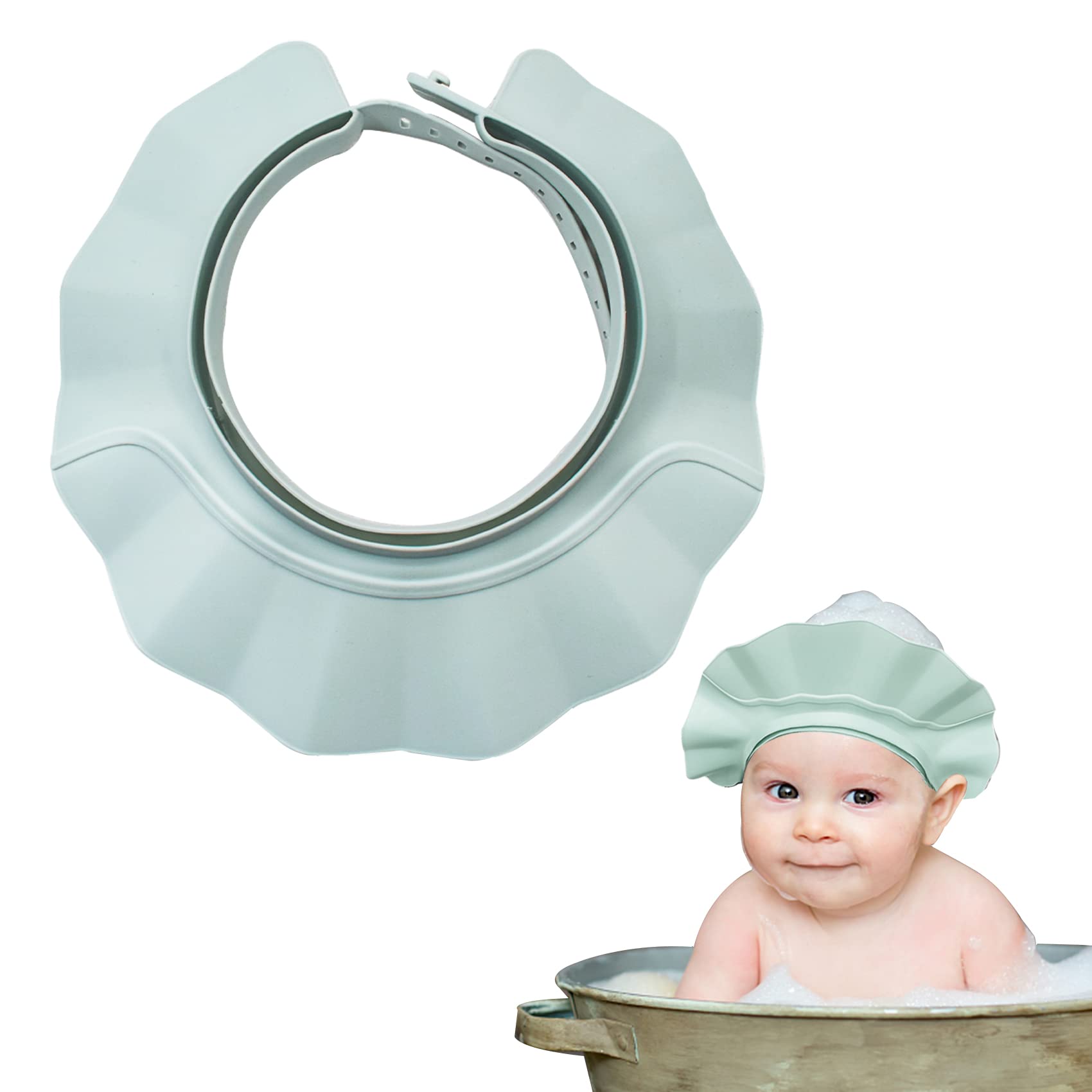 Adjustable Waterproof Silicone Baby Shower Cap - Blue