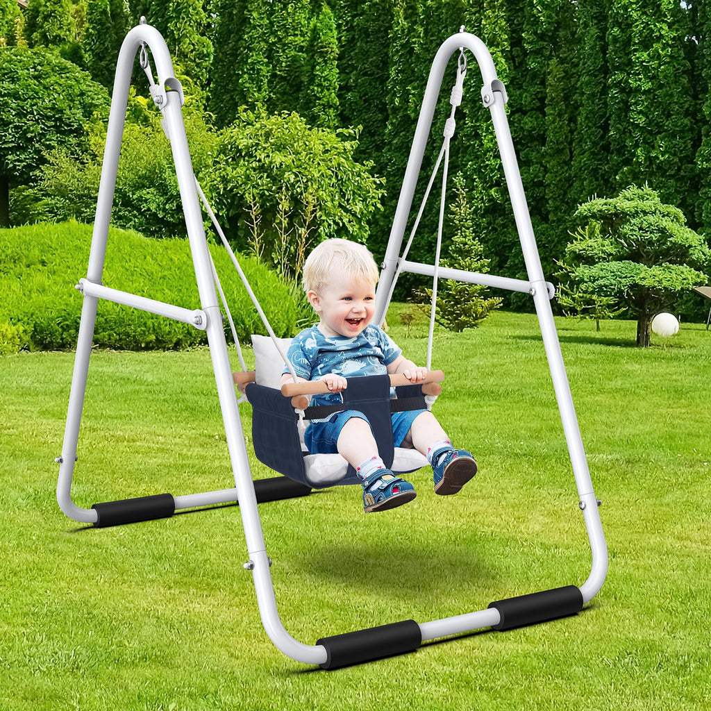 Hapfan Foldable Indoor & Outdoor Toddler Baby Swing Set with Stand