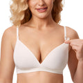 MOMANDA Wireless Seamless V-Neck Nursing Bralette (Coconut White, Large)