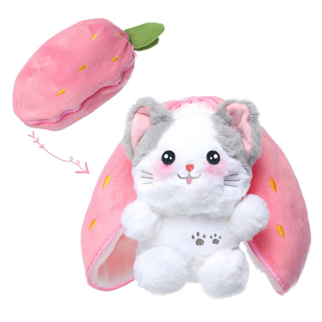 MIAODAM Reversible Strawberry Cat Plush Toy (7.8 Inch)