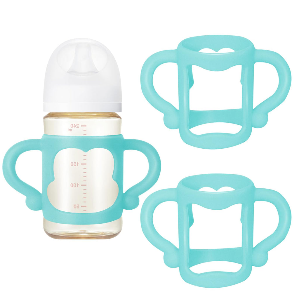 Universal Silicone Wide-Neck Baby Bottle Handles (2-Pack) - Blue