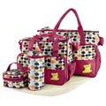 5-Piece Multifunctional Travel Baby Diaper Tote Bag Set with Changing Pad (Red)