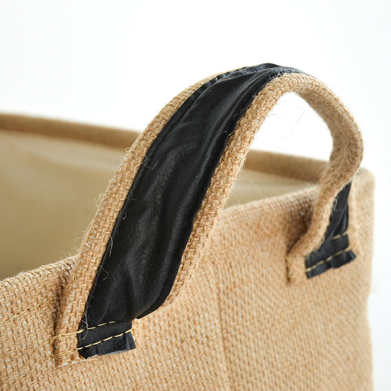 Thick Jute Storage Box, Foldable Cotton Linen Organizer