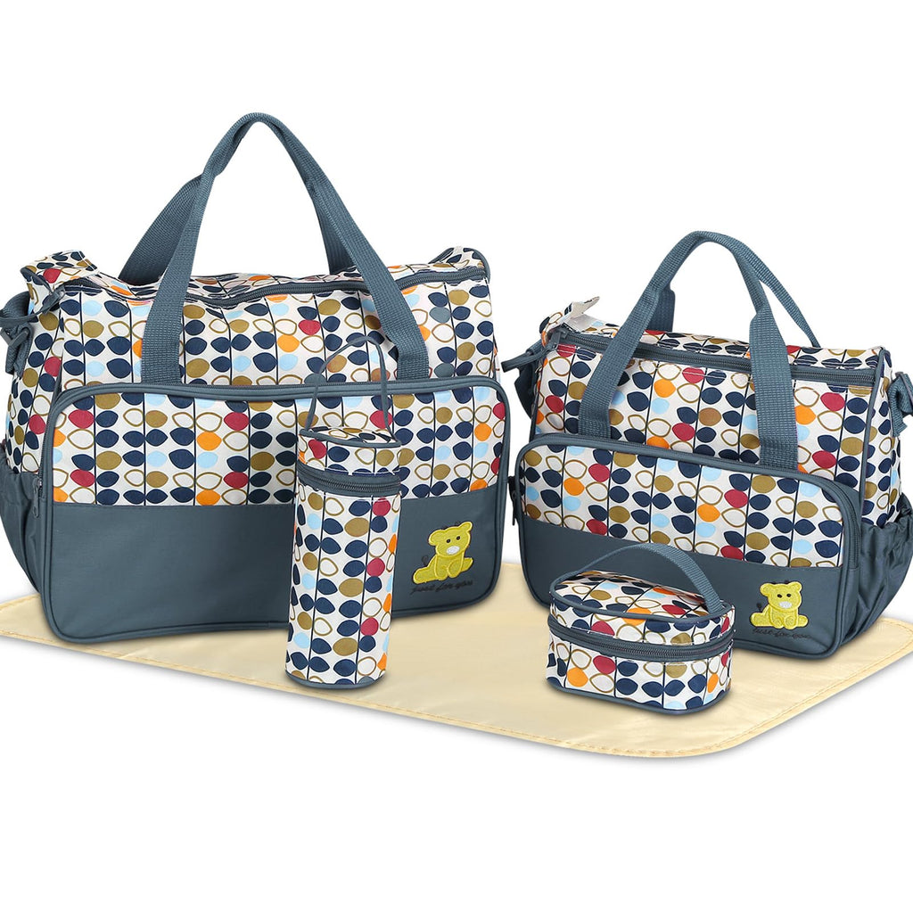 5-Piece Multifunctional Travel Baby Diaper Tote Bag Set (Gray)