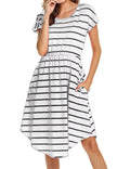 Multifunctional Stripe Maternity Breastfeeding Dress