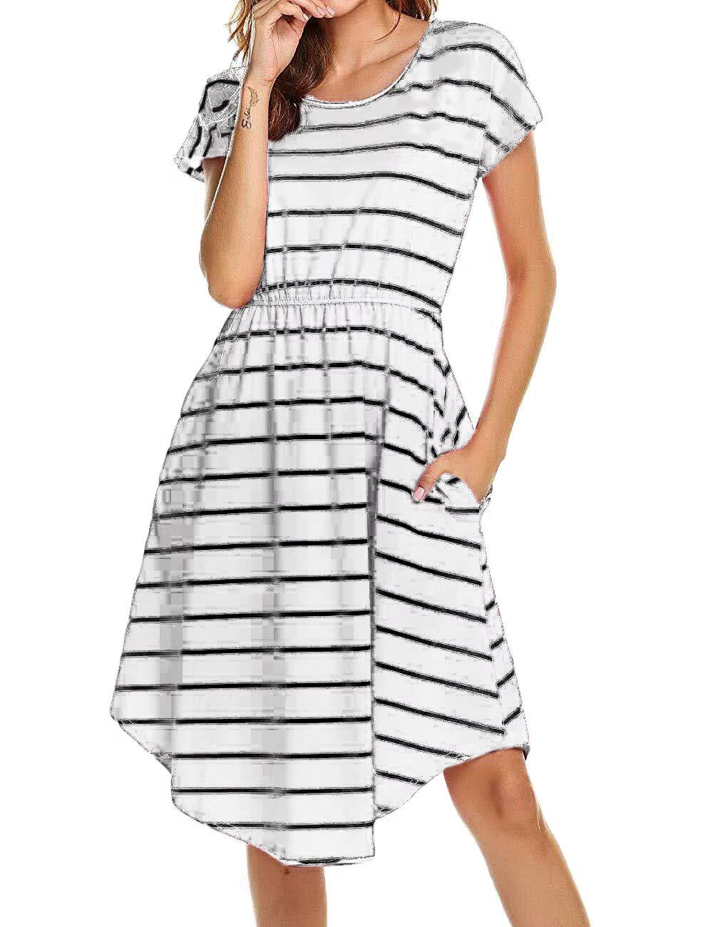 Multifunctional Stripe Maternity Breastfeeding Dress