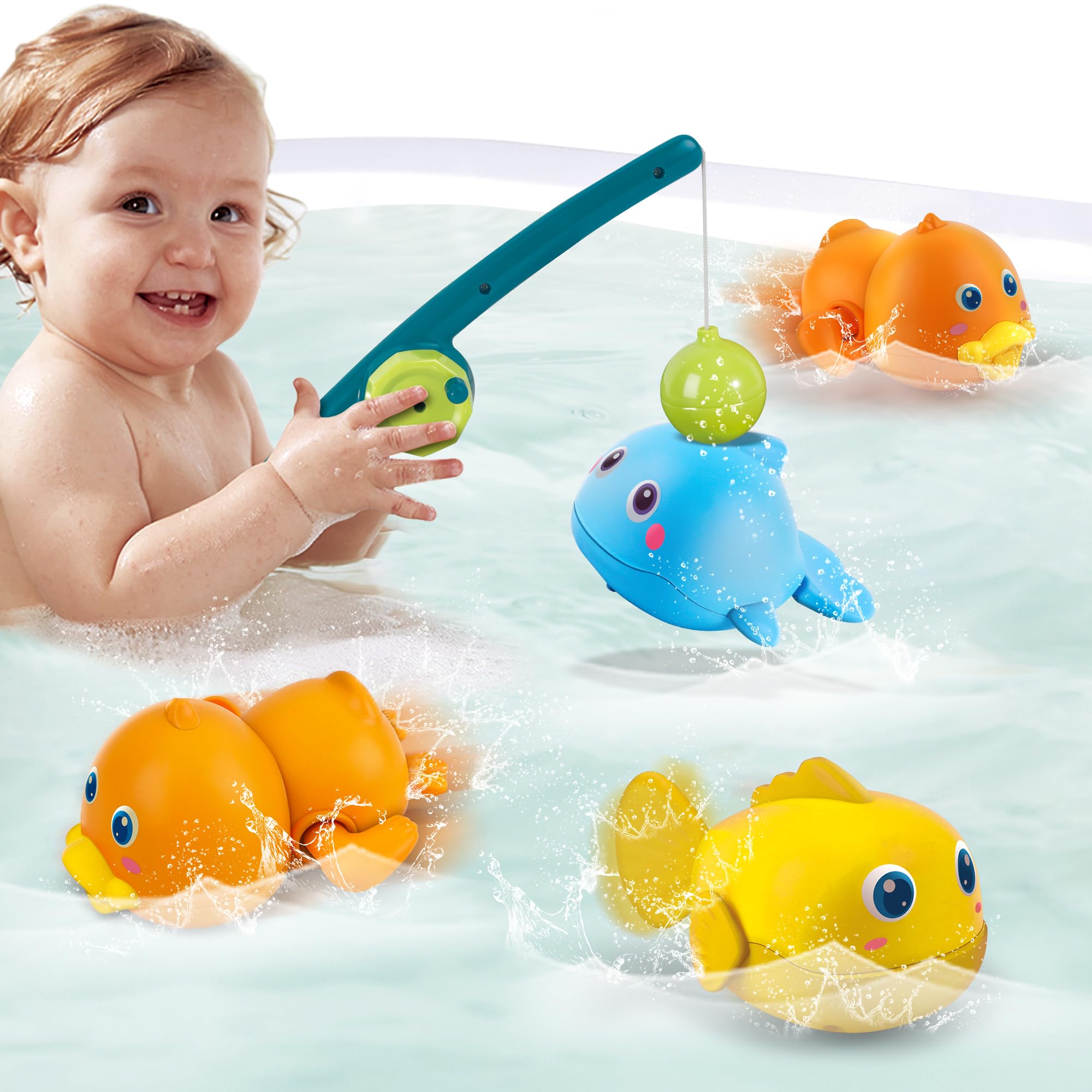 Dwi Dowellin Mold-Free Magnetic Fishing and Floating Bath Toy Set