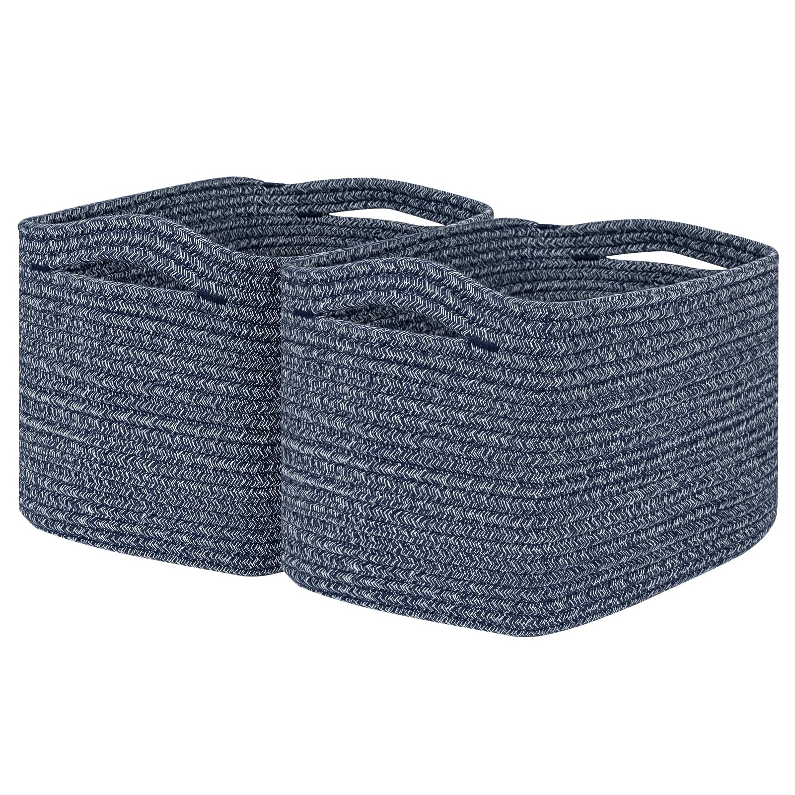 Kriitools 2-Piece Rectangle Decorative Rope Storage Basket Set (Mixed Blue)