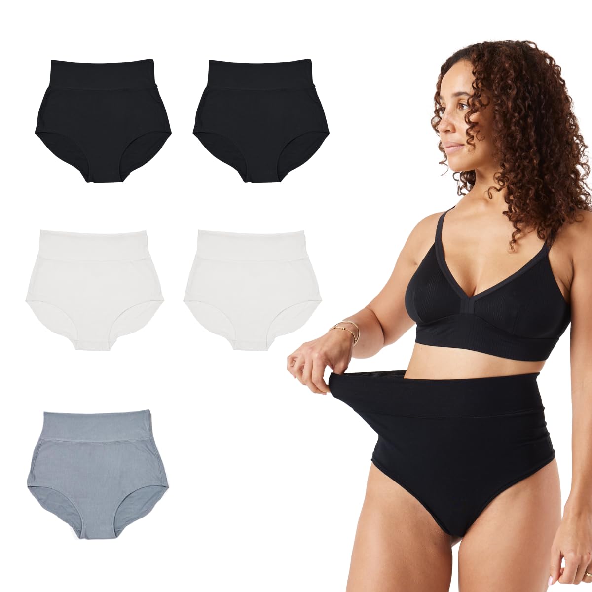 Bodily High-Waist Postpartum & C-Section Recovery Panty (5-Pack, Multi, XXL)