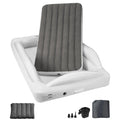 Portable Inflatable Toddler Travel Air Bed with Electric Pump & Safety Bumpers (Gray)