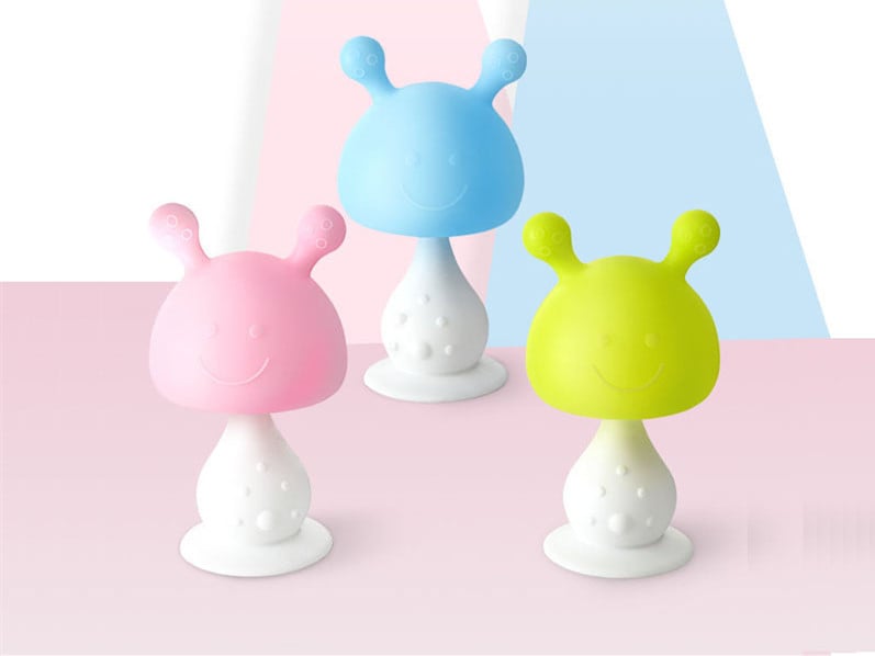 Mushroom Teether Rattle Toy - Liquid Silicone Design