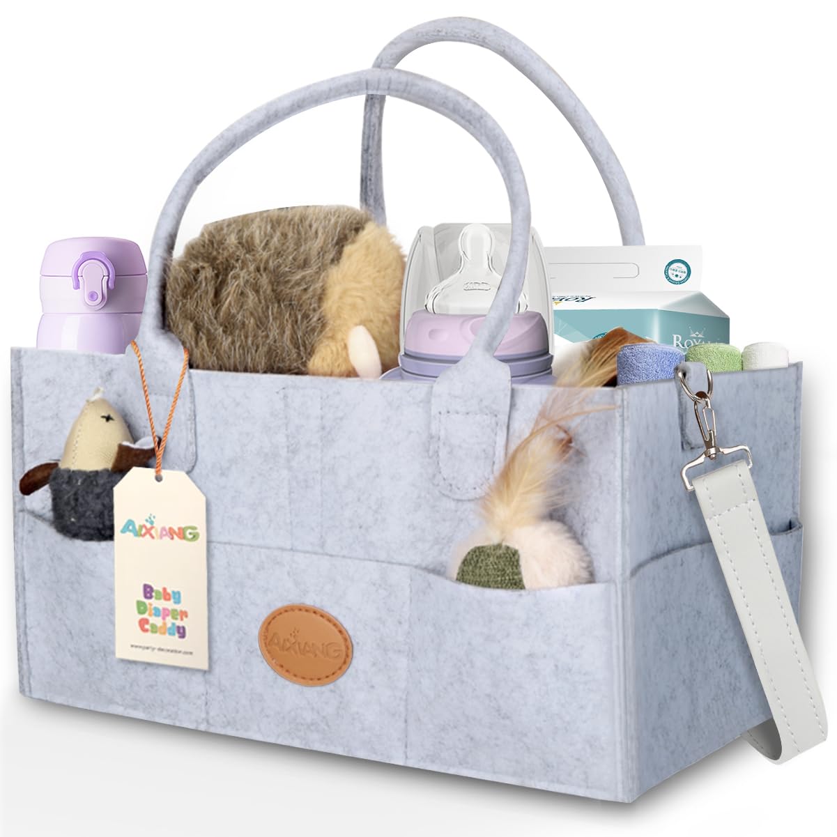 AIXIANG Portable Baby Diaper Caddy Organizer & Nursery Storage (Grey)