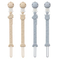 YIVEKO 4-Pack Animal Design Silicone Pacifier Clips (Rainbow Ivory & Baby Blue)