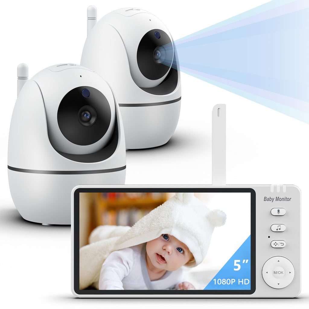 Abdtech 1080P HD Dual-Camera Baby Monitor with 1200ft Long Range & Night Vision