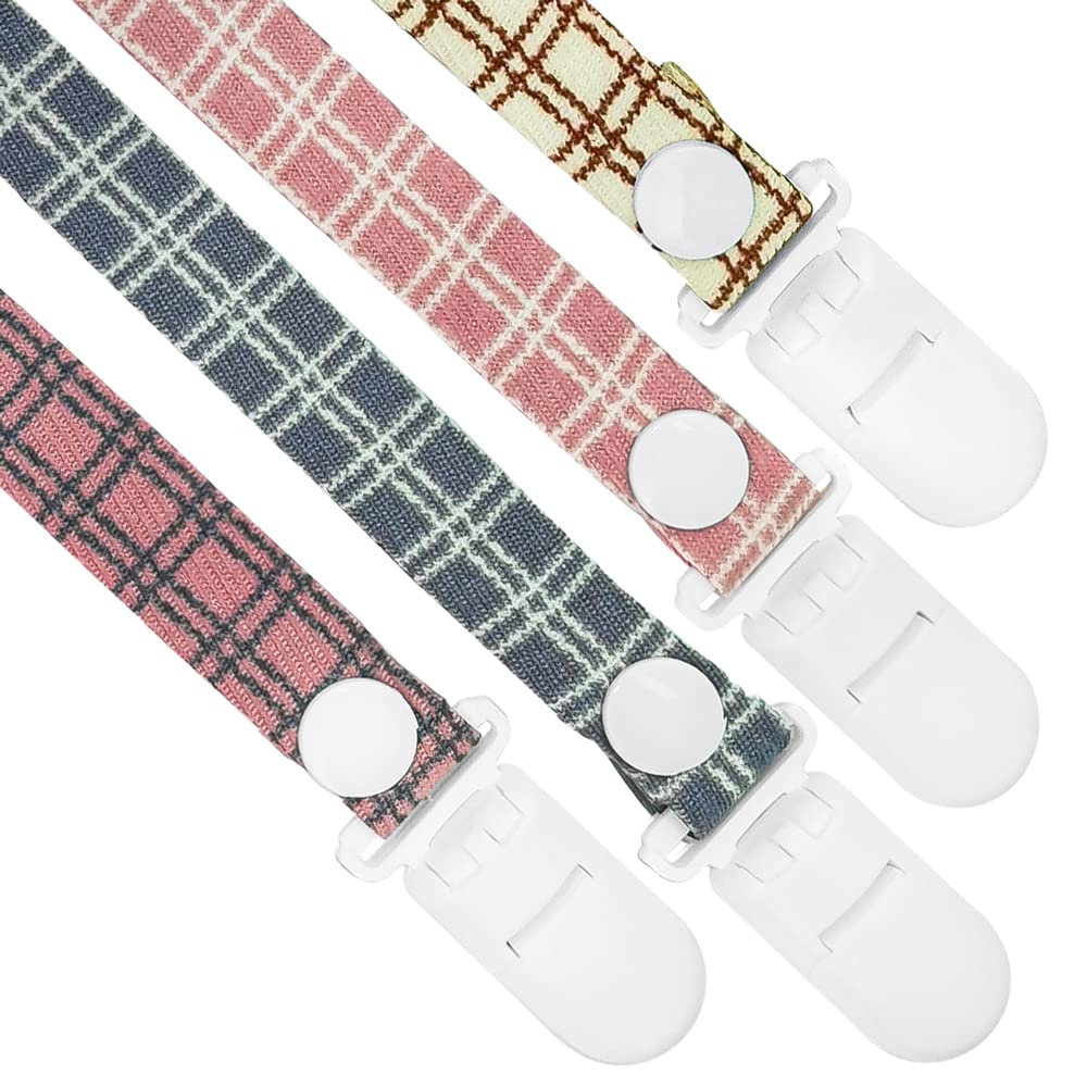 4-Pack Universal Neutral Baby Pacifier Clips and Holder Leash