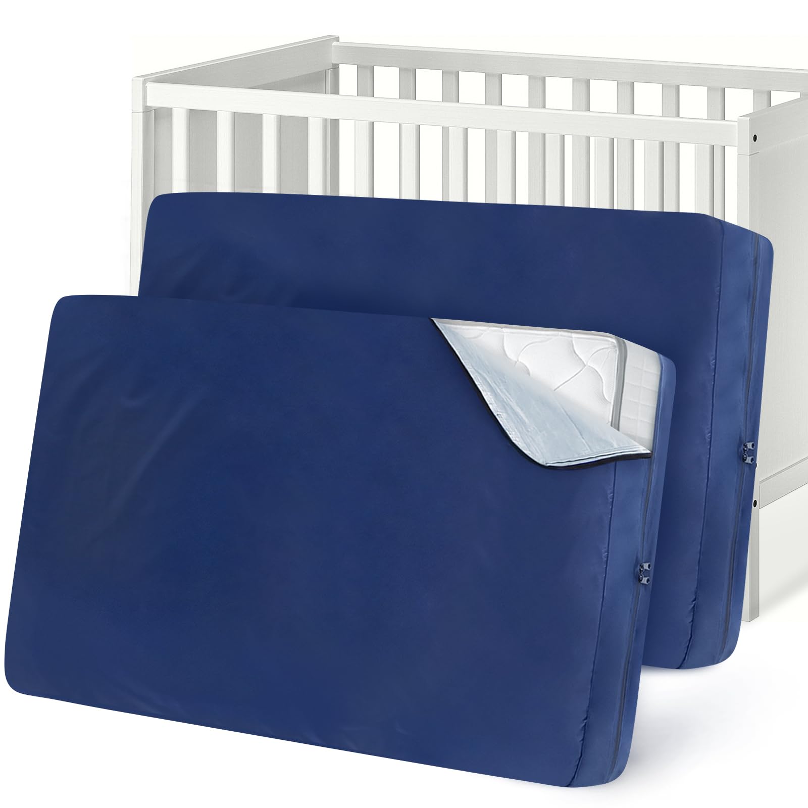 Heavy-Duty Waterproof Crib Mattress Moving Bag 2-Pack (Navy)