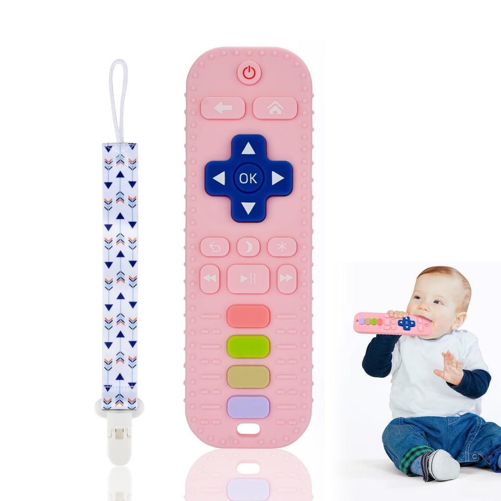 Silicone TV Remote Control Baby Teething Toy (Pink)