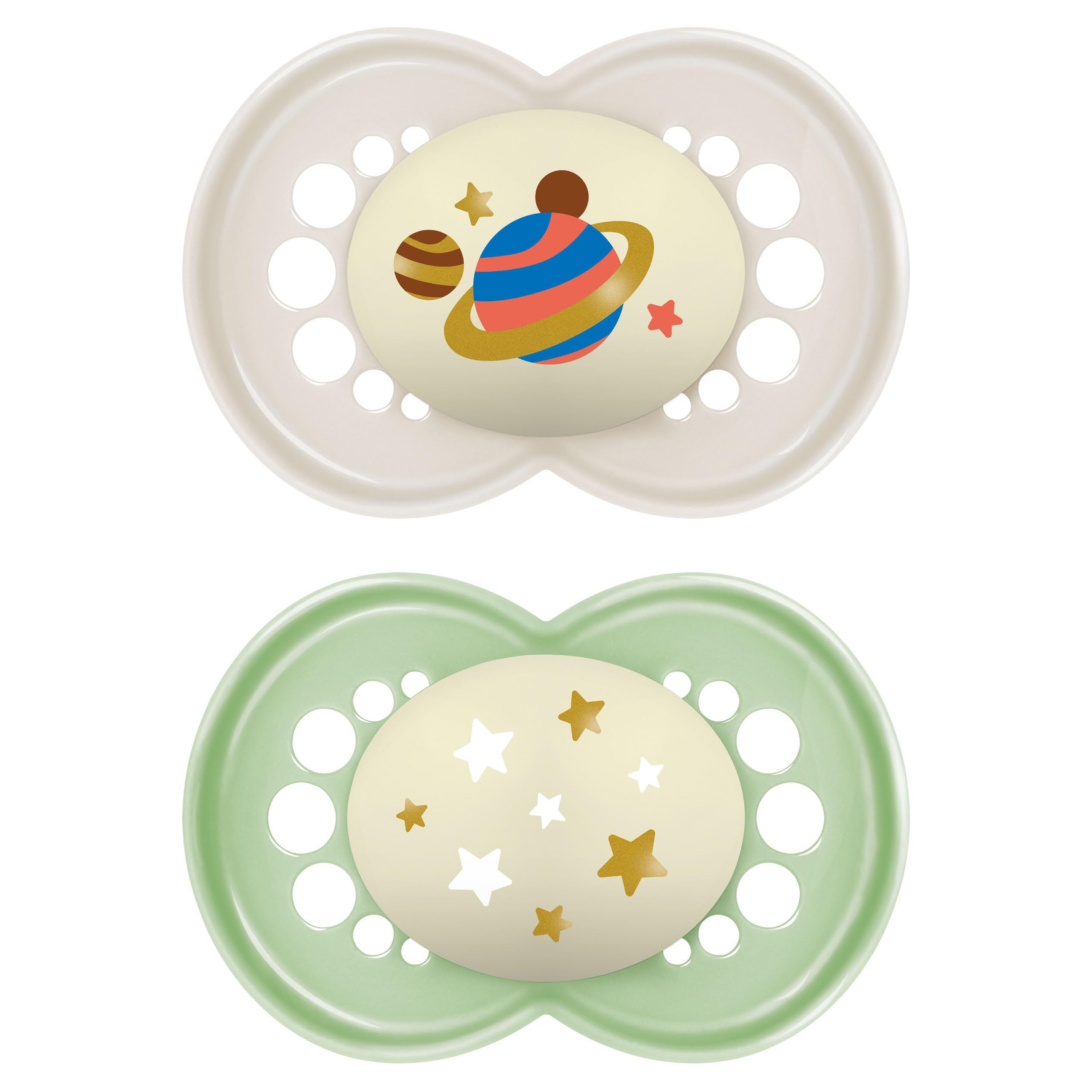 MAM Glow-in-the-Dark Night Baby Pacifier (6-16 Months, 2-Pack)