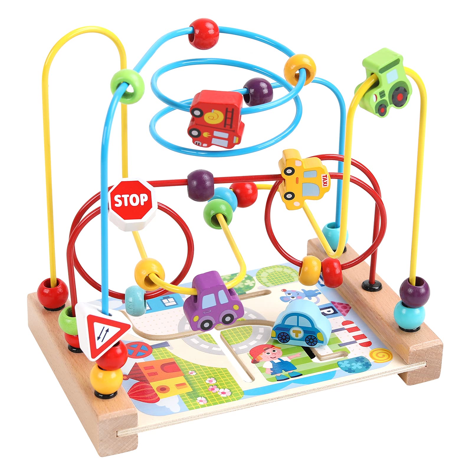 AISHUN Wooden Bead Maze Roller Coaster Toddler Toy
