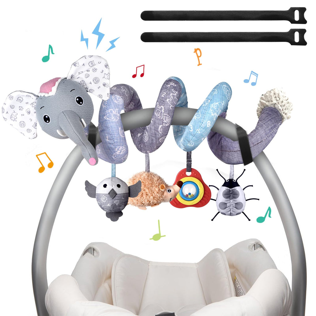 MONSTIME Musical Stroller and Car Seat Hanging Toy with Rattles and Teether