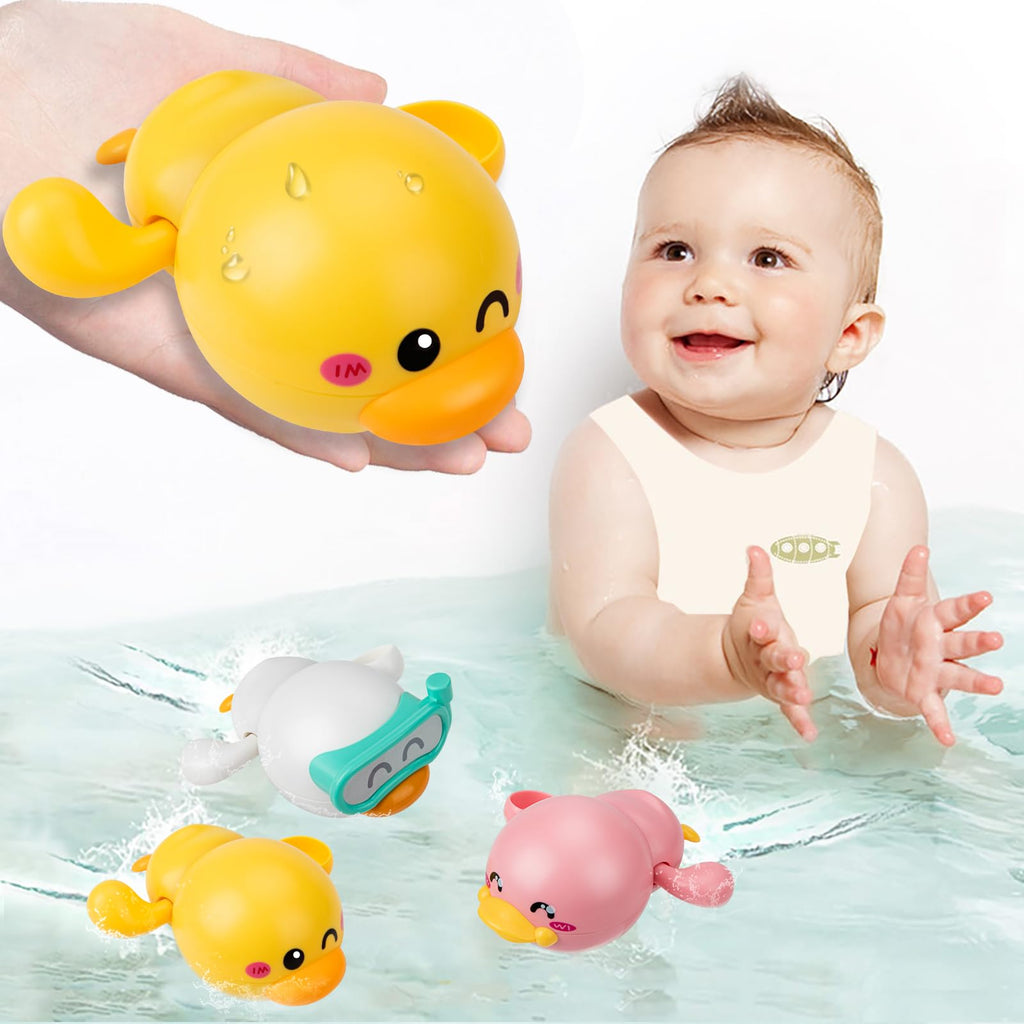 3-Pack Wind-Up Swimming Duck Baby Bath Toy