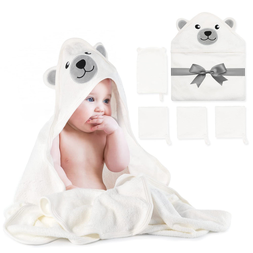 Momcozy Hooded Baby Bath Towel and Washcloth Set
