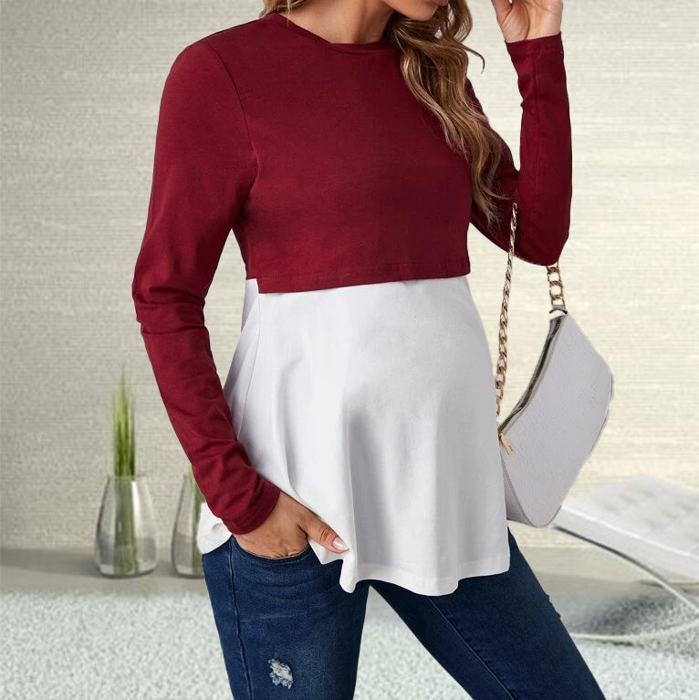 Maternity Long Sleeve Tops for Nursing Mothers