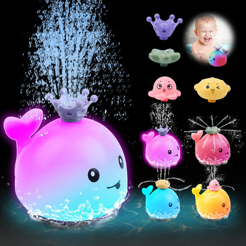 Candyfouse Light-Up Whale Water Fountain Sprinkler Bath Toy