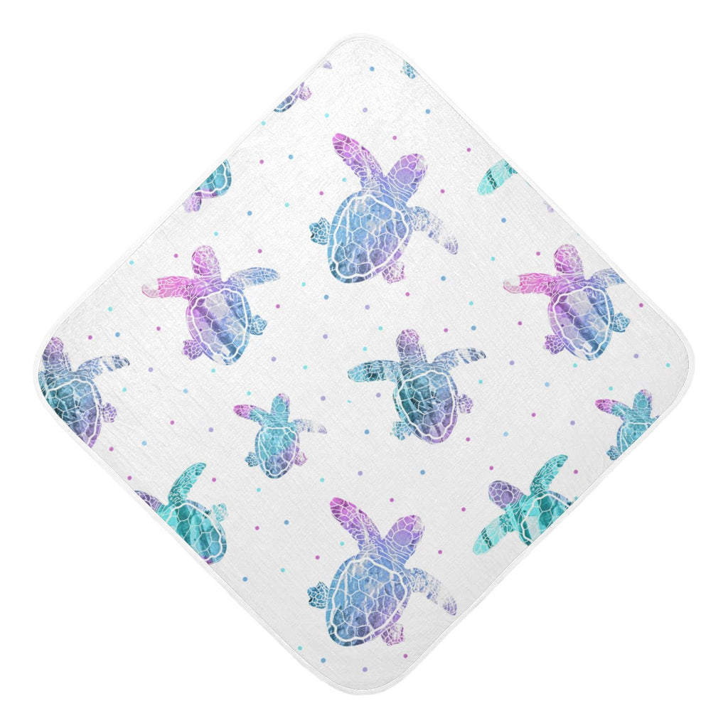 Teal Turtle Hooded Organic Cotton Baby Bath Towel