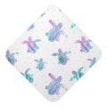 Teal Turtle Hooded Organic Cotton Baby Bath Towel