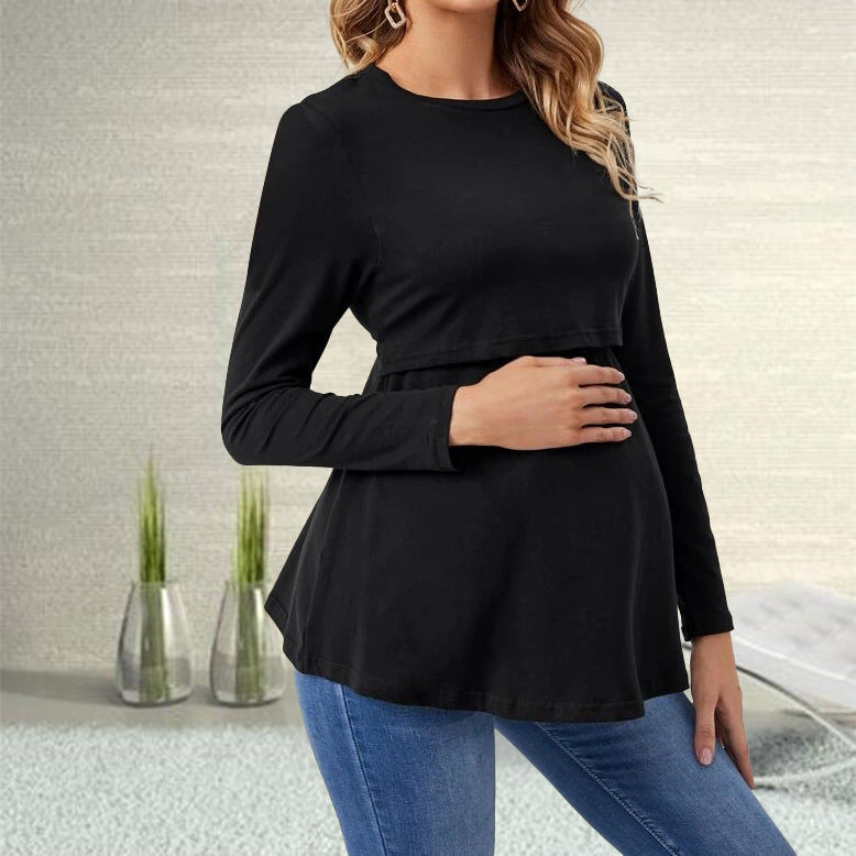 Maternity Long Sleeve Tops for Nursing Mothers