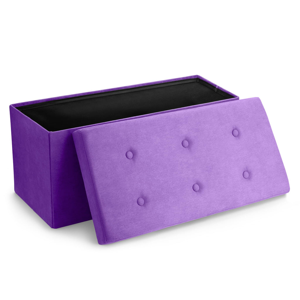 Sorbus Collapsible Faux Suede Storage Ottoman Bench & Footrest (Purple)