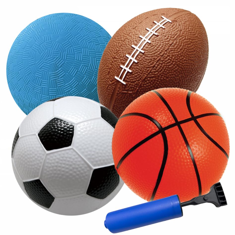 Amax 4-Inch Kids Inflatable Sports Ball Set with Pump