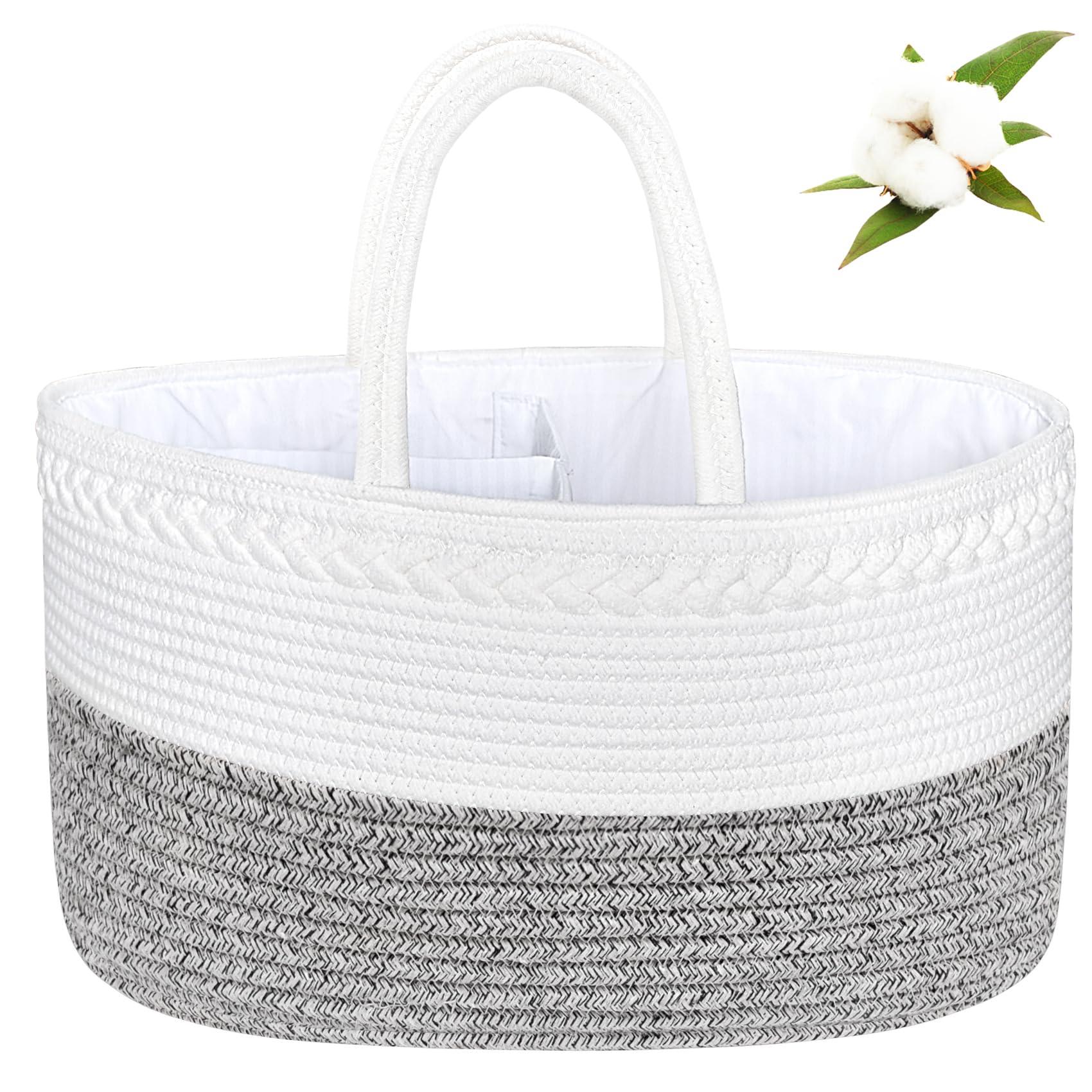 ABenkle X-Large Cotton Rope Baby Diaper Caddy Organizer & Nursery Basket