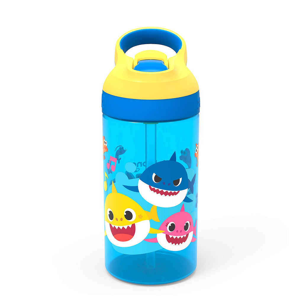 Zak Designs Baby Shark Kids Water Bottle with Straw (16oz)